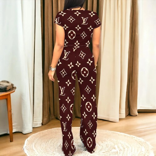 1 Piece Custom Casual Digital Printing Short Sleeve Pant Set