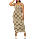 1 Piece Custom Casual Digital Printing Straps Long Dress
