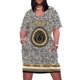 1 Piece Custom Casual Digital Printing V Neck Plus Size Midi Dress