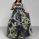 1 Piece Custom Casual Digital Printing Long Dress