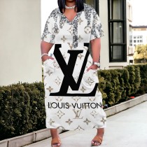 1 Piece Custom Casual Digital Printing V Neck Plus Size Maxi Dress