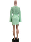 Fashion Slit Sleeves Drawstring Waist Casual Women's Club Dress