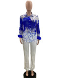 Sexy Perspective Printed Shirt and Shorts Set