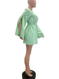 Fashion Slit Sleeves Drawstring Waist Casual Women's Club Dress