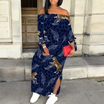 1 Piece Custom Casual Digital Printing Off Shoulder Slit Maxi Dresses 1 Piece Custom Casual Digital Printing Off Shoulder Slit Maxi Dresses