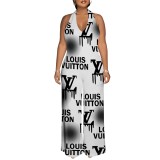1 Piece Custom Casual Digital Printing Halter Backless One Piece Jumpsuits