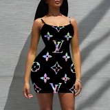 1 Piece Custom Casual Digital Printing Straps Mini Dresses