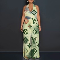 1 Piece Custom Casual Digital Printing Halter Backless One Piece Jumpsuits