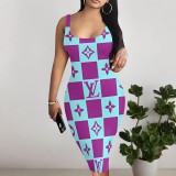 1 Piece Custom Casual Digital Printing U Neck Mid-length Dress