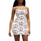 1 Piece Custom Casual Digital Printing Straps Mini Dresses