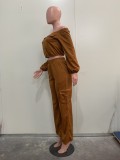 Solid Color Off Shoulder Crop Tops & Trousers Set
