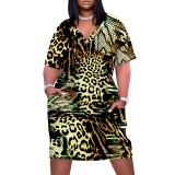 1 Piece Custom Casual Digital Printing V Neck Plus Size Midi Dresses
