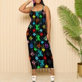 1 Piece Custom Casual Digital Printing Straps Long Dress