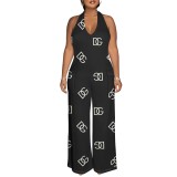 1 Piece Custom Casual Digital Printing Halter Backless One Piece Jumpsuits
