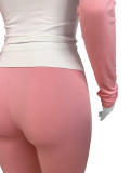 Solid Contrast Color Fleece High Waist Stacked Trousers Set