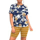 1 Piece Custom Casual Digital Printing Short Sleeve Short Set