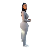 Square Collar Solid Color Long Sleeve Ribbed Soft Warm Long Dress