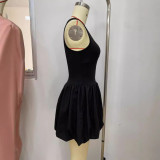 Fashion Sleeveless Vest Pleated Dresses