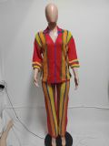 2 Piece Knit Pants Sets Striped Button Down Cardigans Wide Leg Lounge Sets