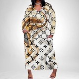 1 Piece Custom Casual Digital Printing V Neck Plus Size Maxi Dress