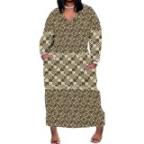 1 Piece Custom Casual Digital Printing V Neck Plus Size Maxi Dress