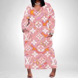 1 Piece Custom Casual Digital Printing V Neck Plus Size Maxi Dress