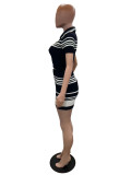 Fashion Striped Sweater 2 Piece Skirts Set