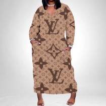 1 Piece Custom Casual Digital Printing V Neck Plus Size Maxi Dress