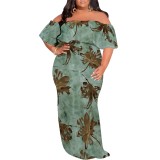 1 Piece Custom Casual Digital Printing Off Shoulder Plus Size Maxi Dress