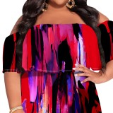 1 Piece Custom Casual Digital Printing Off Shoulder Plus Size Maxi Dress