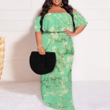 1 Piece Custom Casual Digital Printing Off Shoulder Plus Size Maxi Dress