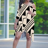 1 Piece Custom Casual Digital Printing Sloping Shoulders Plus Size Two Piece