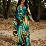 1 Piece Custom Casual Digital Printing V Neck Maxi Dress