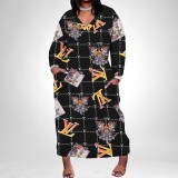 1 Piece Custom Casual Digital Printing V Neck Plus Size Maxi Dress