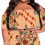 1 Piece Custom Casual Digital Printing Off Shoulder Plus Size Maxi Dress