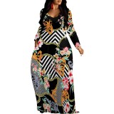 1 Piece Custom Casual Digital Printing V Neck Maxi Dress
