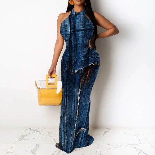 1 Piece Custom Casual Digital Printing Sleeveless Maxi Dress