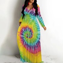 1 Piece Custom Casual Digital Printing Tie Dye Maxi Dress 1 Piece Custom Casual Digital Printing Tie Dye Maxi Dress