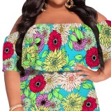 1 Piece Custom Casual Digital Printing Off Shoulder Plus Size Maxi Dress