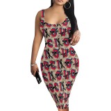 1 Piece Custom Casual Digital Printing Sleeveless Midi Dress