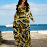 1 Piece Custom Casual Digital Printing V Neck Maxi Dresses
