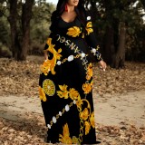 1 Piece Custom Casual Digital Printing V Neck Maxi Dresses