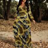 1 Piece Custom Casual Digital Printing V Neck Maxi Dresses