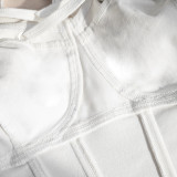 1pc Fashionable Solid Color Trim Slim Fit Hollow Out Corset Top For Women
