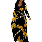 1 Piece Custom Casual Digital Printing V Neck Maxi Dresses
