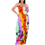 1 Piece Custom Casual Digital Printing Straps Maxi Dress