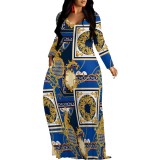 1 Piece Custom Casual Digital Printing V Neck Maxi Dresses
