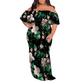 1 Piece Custom Casual Digital Printing Off Shoulder Plus Size Maxi Dress