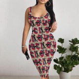 1 Piece Custom Casual Digital Printing Sleeveless Midi Dress