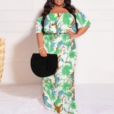 1 Piece Custom Casual Digital Printing Off Shoulder Plus Size Maxi Dress